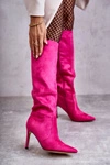 Zamszowe Kozaki Na Szpilce Różowe Carite