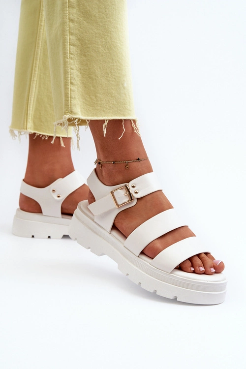 Sandały Damskie Na Masywnej Podeszwie Białe Nicarda