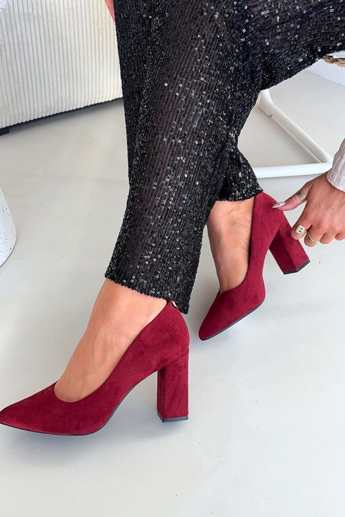 Zamszowe Czółenka Na Słupku Sergio Leone PB216 Brodowe