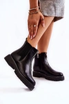 Modne Ocieplane Botki Sztyblety Czarne Madeleine