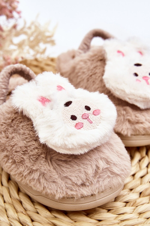 Kapcie Dziecięce Futrzane Króliczek Beżowe Dicera