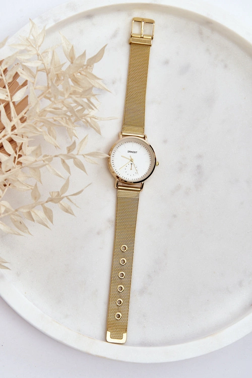 Damski Zegarek Ernest Złoty Fermm - Biała Tarcza