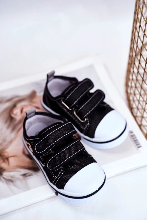 Tenisówki Dziecięce na Rzepy Czarne Nimalo