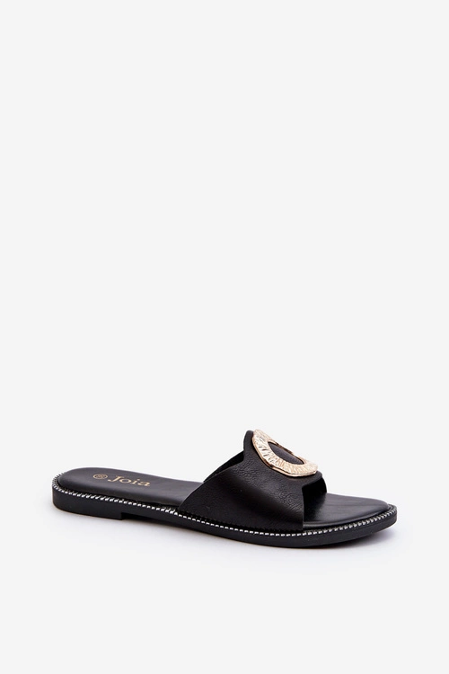 Klapki Damskie Z Ozdobą Czarne Cilima