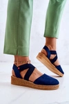 Damskie Zamszowe Espadryle Big Star JJ276037 Granatowe