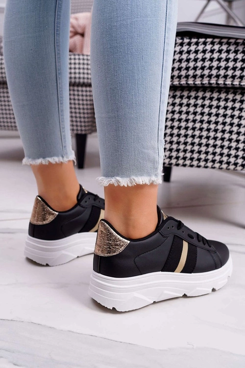 Sportowe Damskie Buty Gruba Podeszwa Czarne Marche