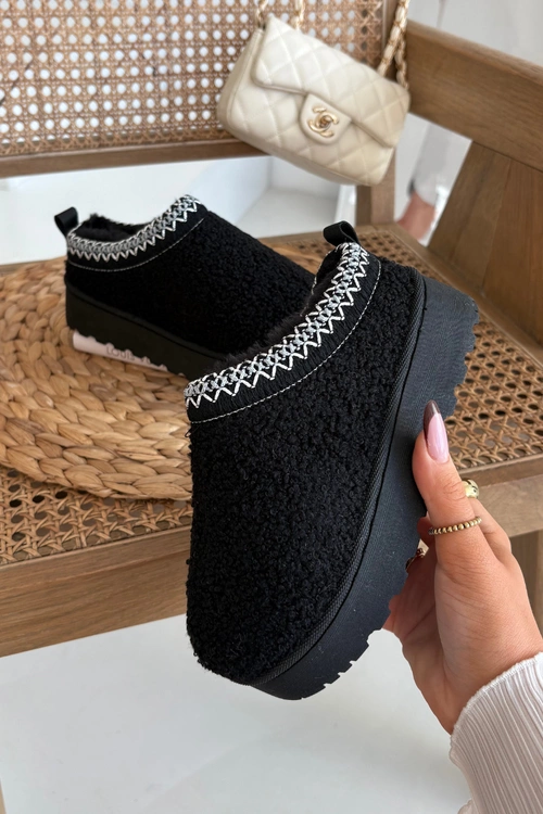 Śniegowce Dziecięce Młodzieżowe Z Futerkiem Typu Baranek Czarne Selathiel