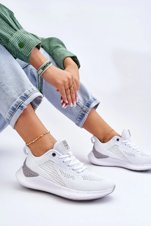 Damskie Lekkie Buty Sportowe Memory Foam System Big Star LL274297 Białe