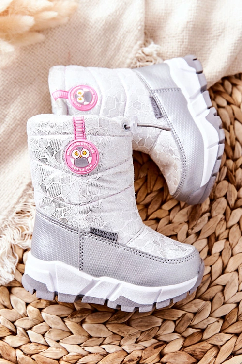 Dziecięce Ocieplane Śniegowce Na Suwak Srebrno-Białe Laoth