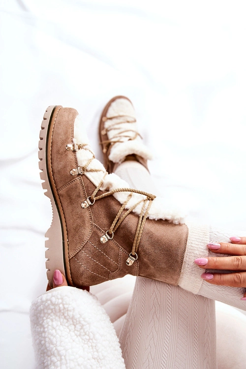 Ocieplane Botki Trapery Beżowe Jiliana