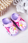 Dziecięce Piankowe Klapki Kroksy Z Jednorożcem Fioletowe