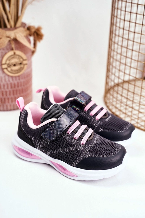 Sportowe Buty Dziecięce Świecące Na Rzepy Szare Simple Way