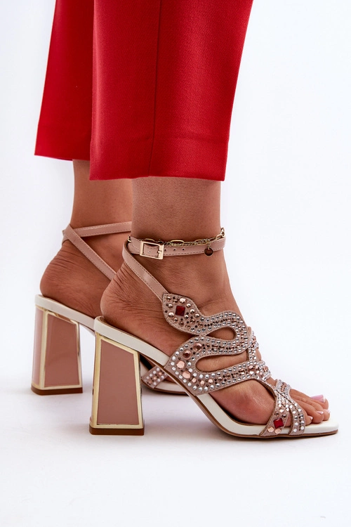 Zdobione Sandały Damskie Na Słupku D&A CR952 Różowe