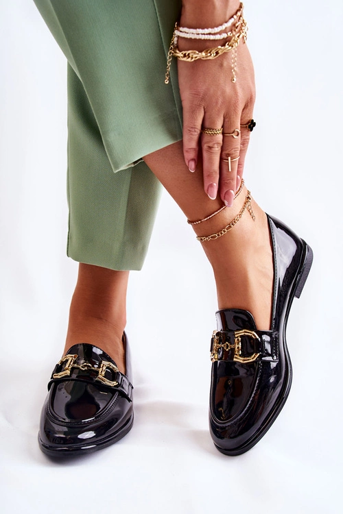 Damskie Lakierowane Mokasyny Czarne Coriso