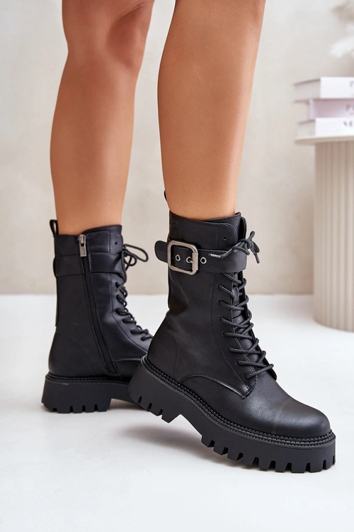 Ocieplane Botki Workery Z Klamrą Big Star OO274137 Czarne