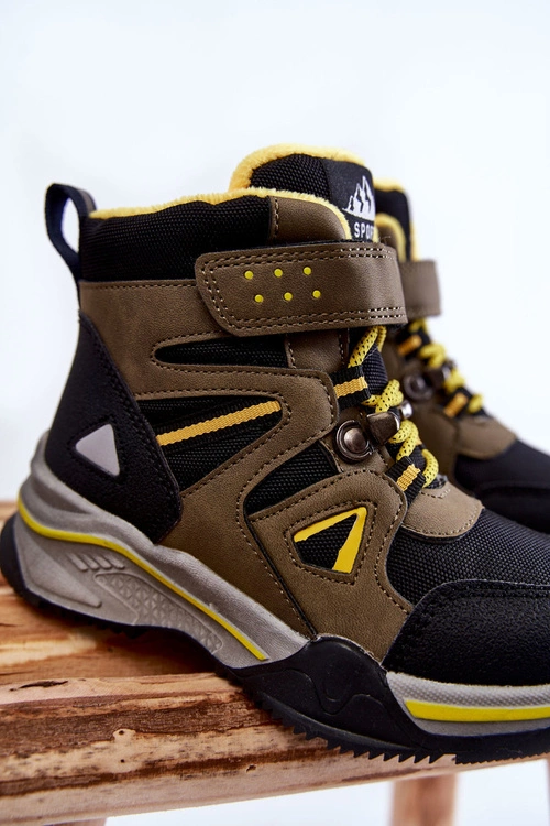 Dziecięce Botki Trapery Ocieplane Wełną Khaki Marco