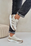 Skórzane Lekkie Sneakersy Buty Sportowe Damskie Beżowe Norlexia