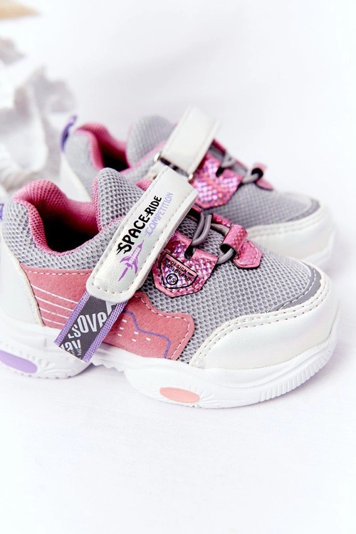 Dziecięce Sportowe Buty Sneakersy Biało-Różowe Space Ride