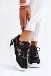 Damskie Buty Sportowe Sznurowane Na Platformie Czarne Minea