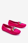 Damskie Zamszowe Mokasyny Z Kryształkami Fuksja Lucille