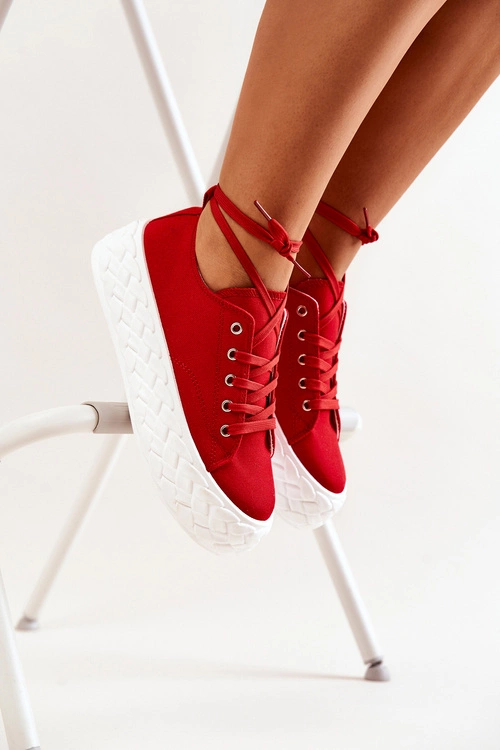 Tenisówki Na Masywnej Platformie Czerwone Suzane
