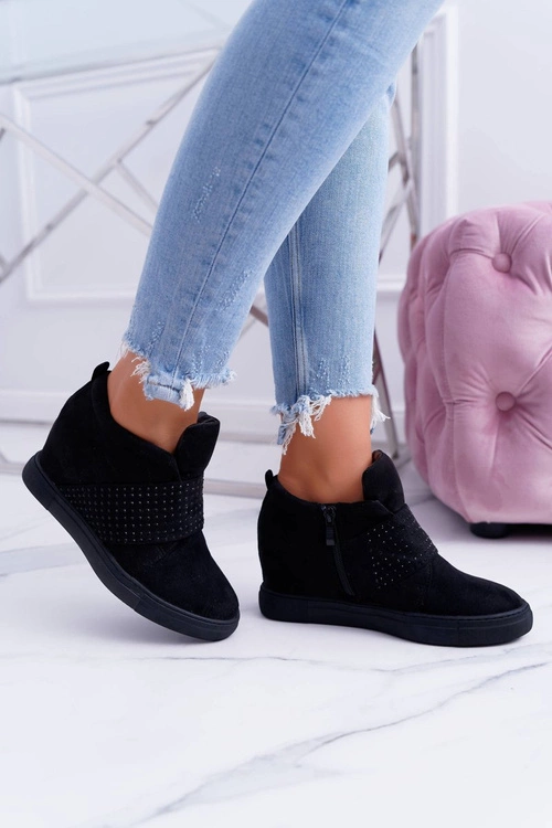 Sneakersy Damskie Czarne Trampki Lu Boo Cekiny PinkSugar