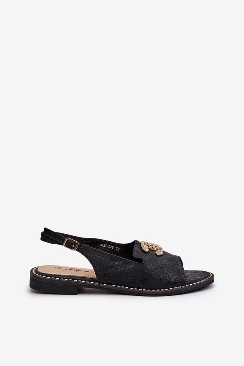 Damskie Sandały Z Ozdobą S.Barski KV27-049 Czarne