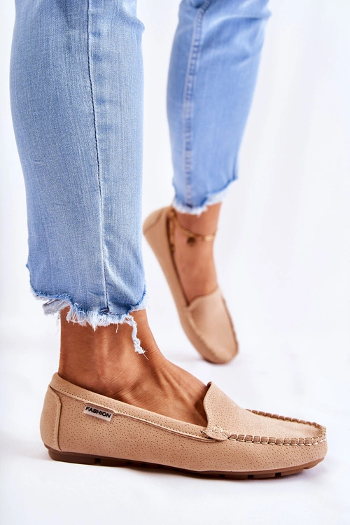 Zamszowe Mokasyny Damskie Beżowe Millare