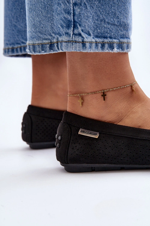 Damskie Ażurowe Mokasyny Czarne Rasirna