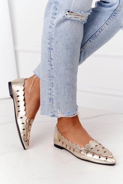 Damskie Ażurowe Mokasyny Lu Boo Złote