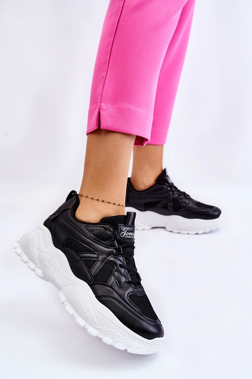 Klasyczne Sneakersy Na Platformie Czarne Larec
