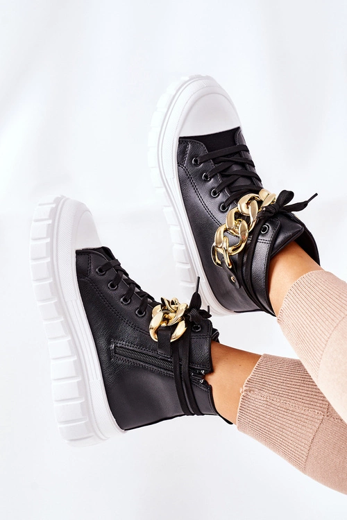 Wysokie Trampki Na Platformie Czarne La Rocca