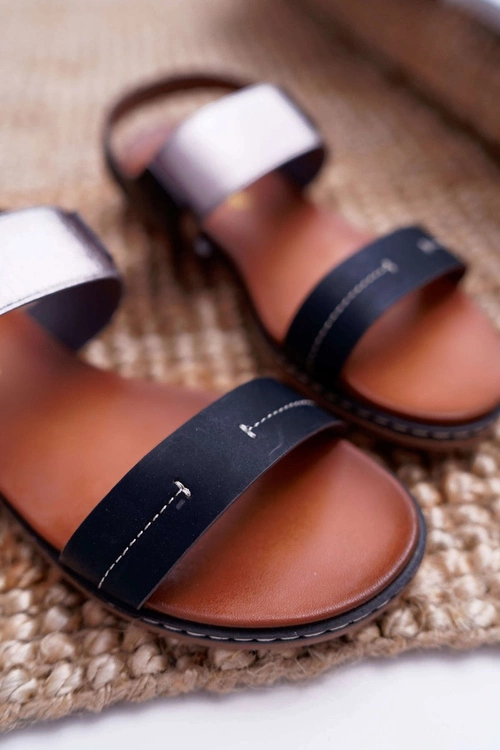 Sandały Damskie Płaskie Sergio Leone SK014 Czarne Agrina