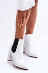 Lakierowane Botki Na Słupku Białe Evita