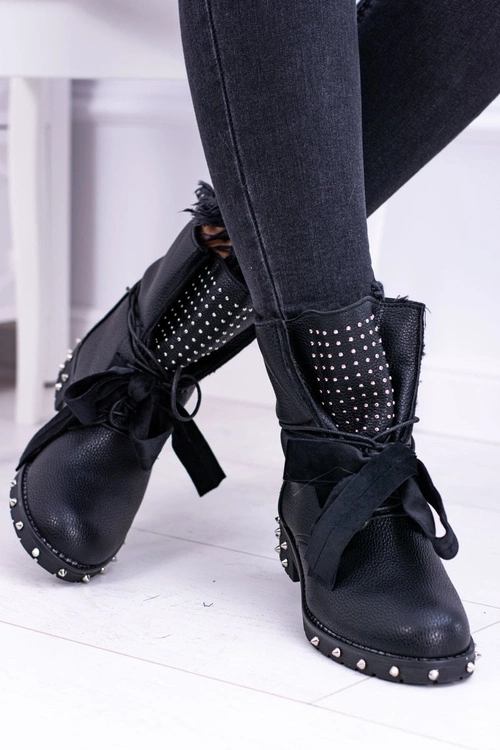 Damskie Botki Ocieplane Z Kolcami i Dżetami Neso