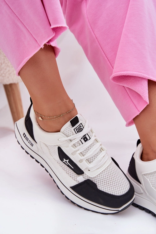 Buty Sportowe Damskie Na Platformie Big Star RR274A223 HI-POLY SYSTEM Biało-Czarne