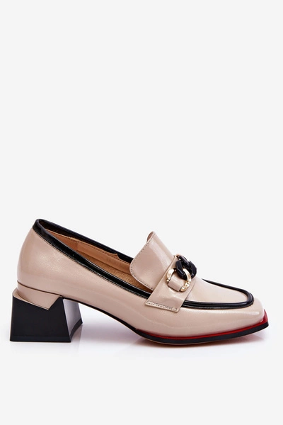 Wygodne Czółenka Na Niskim Obcasie Beżowe Valenti