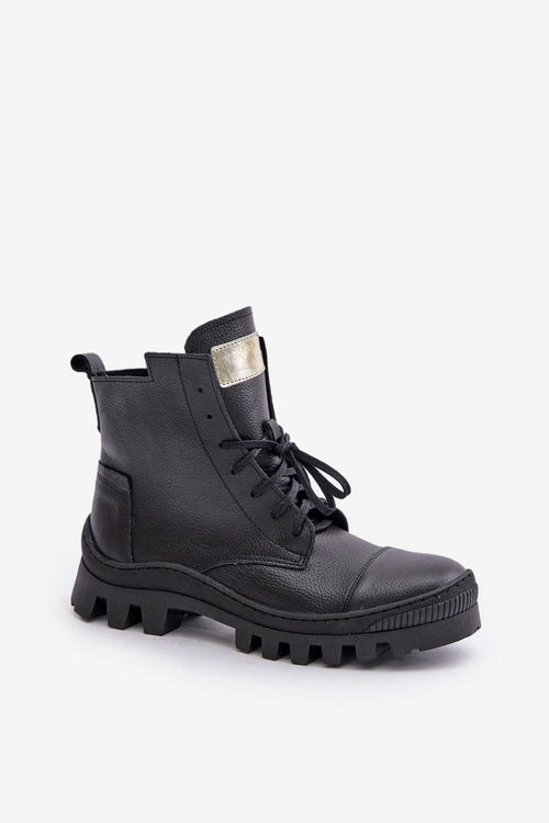 Zazoo 2831 Botki Damskie Ze Skóry Naturalnej Czarne