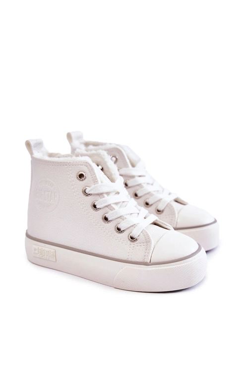 Dziecięce Wysokie Trampki Na Suwak Big Star KK374227 Białe