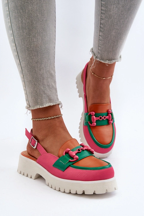 Sandały Damskie Na Płaskim Obcasie Z Ozdobą Pomarańczowe D&A MR38-656