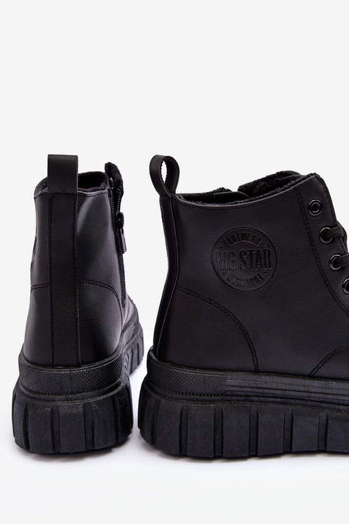 Ocieplane Skórzane Trampki Na Zamek Big Star MM274625 Czarne