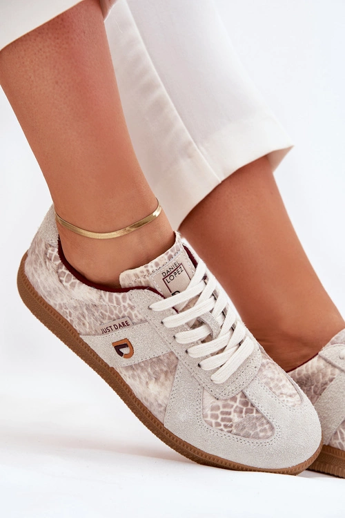 Sneakersy Damskie Daniel Lopez Just Dare SS2D4032 Zwierzęcy Wzór Beżowe