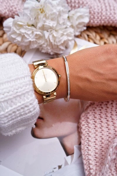 Damska Bransoleta Stalowa Z Cyrkoniami Złota Debi