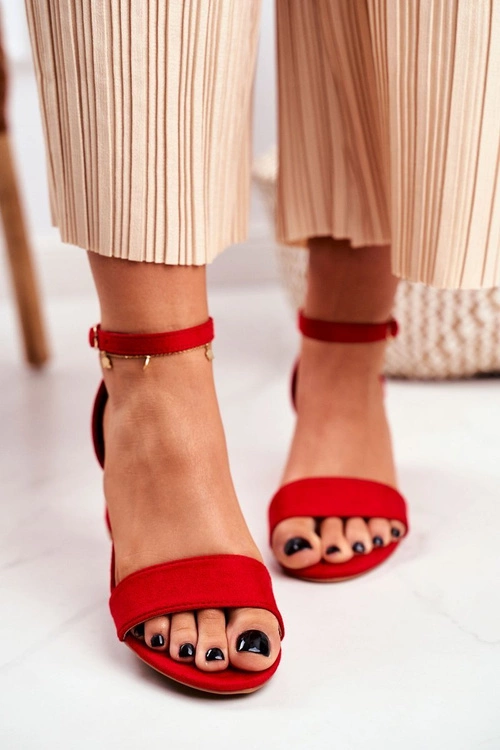 Sandały Damskie Zamszowe Czerwone Oh Baby!