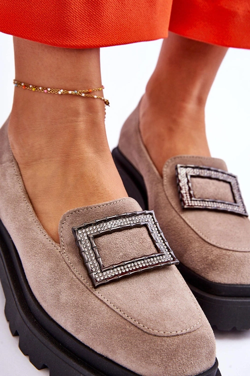 Wygodne Zamszowe Mokasyny Beżowe Agathe