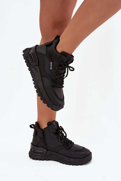 Buty Sportowe Damskie Na Platformie Big Star SS274509 Czarne
