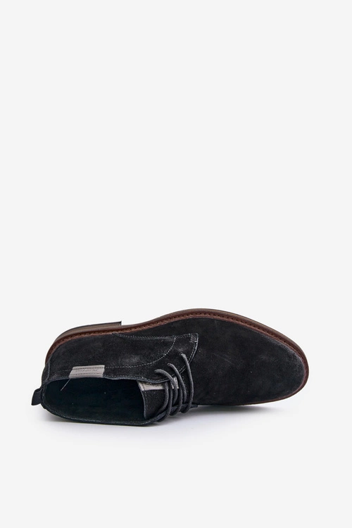 Zamszowe Botki Męskie Sznurowane Big Star OO174146 Czarne