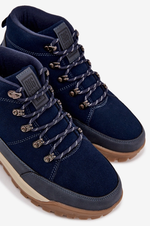 Zamszowe Buty Trekkingowe Męskie Big Star SS174264 Granatowe