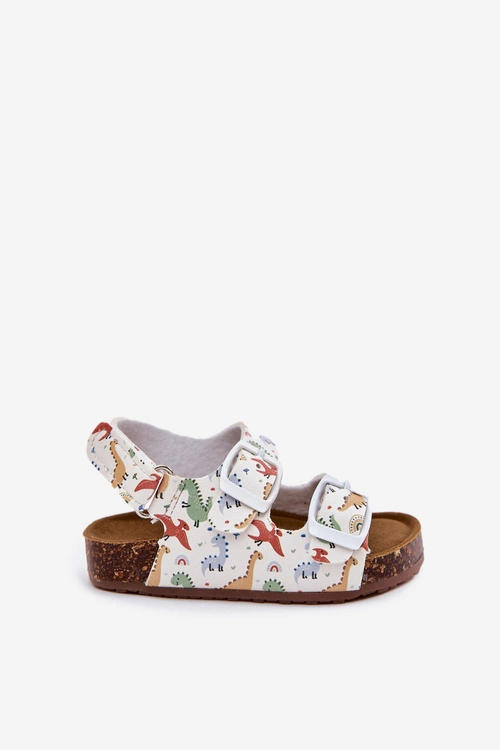 Dziecięce Sandałki Na Korkowej Podeszwie Z Klamrami Dinozaury Multikolor Thessa