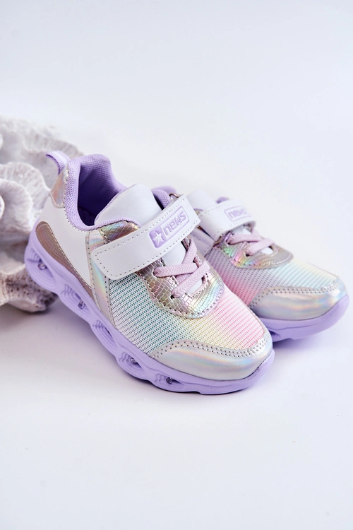 Dziecięce Skórzane Sportowe Buty Biało-Fioletowe Loopsy